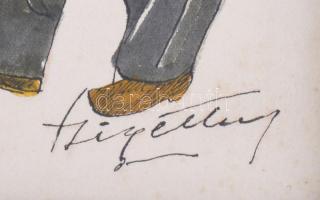 Szigethy István (1891-1966): Mály Gerő magyaráz (feltehetően más filmszínészek társaságában). Akvare...