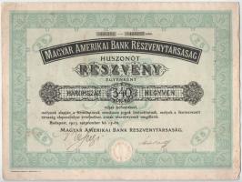 1923. Budapest "Magyar Amerikai Bank Részvénytársaság" 25 részvénye egyben, egyenként 340K...