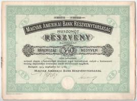 1923. Budapest "Magyar Amerikai Bank Részvénytársaság" 25 részvénye egyben, egyenként 340K...