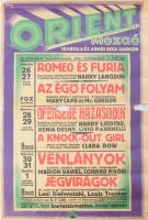 1926 Abonyi Ernő (1884-1941): Orient mozgó, többek közt Leni Riefenstahl a Jégvirágok c. filmben. Színes litografált art deco filmplakát, műsorplakát papír, jelzett a plakáton, sérült, 47x31 cm. Rendkívül ritka!