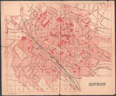 Sopron térképe, Székely és Társa kiadása, szakadással, 28×33 cm