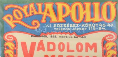 1928 Földes Imre (1881-1948): Royal Apolló, Erzsébet krt. 45-47. Színes litografált art deco filmpla...
