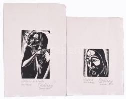 Buday György (1907-1990): Jesus, L'Annunziata, 2 db fametszet, jelzett, számozott, 16×12 cm
