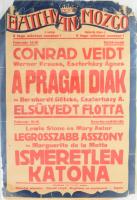 1927 Batthyányi Mozgó, Bp., II. ker, Markovits Iván u. 4. A prágai diák, többek közt Eszterházy Ágnes szereplésével; Ismeretlen katona stb. Színes art deco filmplakát, műsorplakát, papír, jelzés nélkül, Westend Klisé Váci út 1., sérült, hajtásnyomokkal, korábban feltekerve, 45x31,5 cm. Rendkívül ritka!