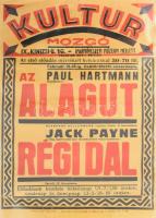 1933 Kultur Mozgó, Bp., IX. ker, Ferencváros, Kinizsi u. 16. Az Alagút, Régi dal. Színes art deco filmplakát, műsorplakát, papír, jelzés nélkül, Held János könyvnyomdája, szakadásokkal, hajtásnyomokkal, korábban feltekerve, 47x31 cm. Rendkívül ritka!