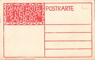 Salzburg, Grand Hotel de l'Europe, Amerikan Bar / hotel advertisement art postcard, American ba...