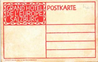Salzburg, Grand Hotel de l'Europe, Halle / hotel advertisement art postcard, hall interior. Chw...