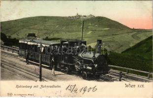 1906 Wien, Vienna, Bécs; Kahlenberg mit Zahnradbahn / cogwheel railway station, locomotive, train (EK)