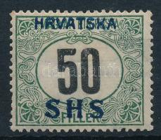 SHS 1918 Zöldportó 50f VII a vízjellel, Bodor vizsgálójellel (**54.000)