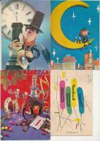 38 db MODERN újévi üdvözlőlap / 38 modern New Year greeting postcards