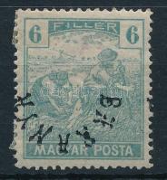 Baranya II. 1919 Magyar Posta 6f értékszám nélkül, fordított felülnyomással, Bodor vizsgálójellel