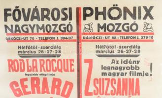 1928 Fővárosi Nagymozgó, Phönix Mozgó, Bp., Rákóczi út 68/70. Színes filmplakát, műsorplakát, papír,...