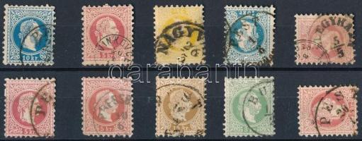 1867 10 db bélyeg közte szép bélyegzések