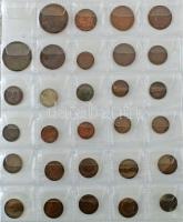 Vegyes, több mint 400db-os magyar érmetétel berakóban, az 1700-as évektől a 21. századig, benne többek között: 1851B 1/4kr Cu + 1892KB 1kr Cu "Fiume címer" + 1892KB 1f bronz + 1943. 1P Al + 1946. 1Ft Al "Kossuth-címer" + 1946. 2Ft Al "Kossuth-címer" + 1947. 5Ft Ag "Kossuth" + 1992. 200Ft Ag "MNB" + 2002. 100Ft "Kossuth" + , illetve ritkább évjáratú szocialista Forintok és Fillérek, forgalmi és nem forgalmi emlékpénzek T:vegyes