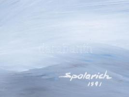 Spolarich László (1955-): Téli táj. Olaj, farost, jelzett, dekoratív fakeretben, 50x40 cm