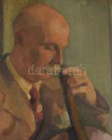 Olvashatatlan jelzéssel, XX. sz. első fele-közepe: Csellózó. Olaj, vászon. Proveniencia: Saphier-gyű...