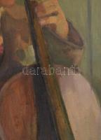 Olvashatatlan jelzéssel, XX. sz. első fele-közepe: Csellózó. Olaj, vászon. Proveniencia: Saphier-gyű...