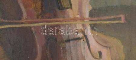 Olvashatatlan jelzéssel, XX. sz. első fele-közepe: Csellózó. Olaj, vászon. Proveniencia: Saphier-gyű...