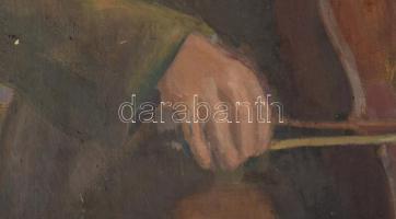 Olvashatatlan jelzéssel, XX. sz. első fele-közepe: Csellózó. Olaj, vászon. Proveniencia: Saphier-gyű...