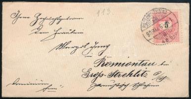 1898 Levél POZSONY-ZSOLNA 48.SZ. vasúti bélyegzéssel Felső-Sziléziába