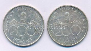 1994. 200Ft Ag "Deák" (2x) T:AU,XF patina Adamo F13.1
