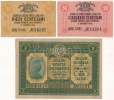 Olaszország 1918. Velence / Osztrák-magyar megszállás 10c + 50c + 2L T:F Italy 1918. Venice / Austro-Hungarian occupation 10 Centesimi + 50 Centesimi + 2 Lire C:F