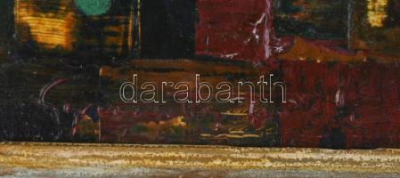 Jelzés nélkül (Gyarmathy Tihamér?): Kompozíció. Olaj, farost. Hátoldalán Rádóczy Gyarmathy Gábor iga...