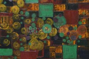 Jelzés nélkül (Gyarmathy Tihamér?): Kompozíció. Olaj, farost. Hátoldalán Rádóczy Gyarmathy Gábor iga...