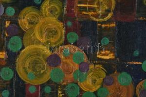 Jelzés nélkül (Gyarmathy Tihamér?): Kompozíció. Olaj, farost. Hátoldalán Rádóczy Gyarmathy Gábor iga...