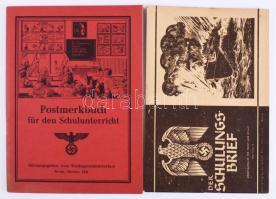 1944 2 db III. Birodalomból származó nyomtatvány: Schulunsbrief - Kriegsausgabe. háborús képekkel.; Postmerkbuch für den Schulünterricht