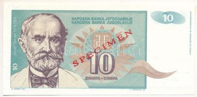 Jugoszlávia 1994. 10D "SPECIMEN (minta)" felülbélyegzéssel, sorszám nélkül T:UNC Yugoslavia 1994. 10 Dinara with "SPECIMEN" overprint, without serial number C:UNC Krause P#138