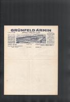ca 1940 Grünfeld Ármin üvegáru gyár fejléces számla
