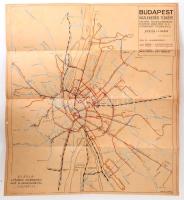 ca 1950 Budapest Közlekedési Térképe 40x40 cm Az autóbuszvonalak leírásával