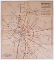 ca 1950 Budapest Közlekedési Térképe 40x40 cm Az autóbuszvonalak leírásával