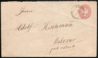 ~1863 5kr díjjegyes boríték "KREUTZ" - Belovar