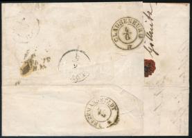 1855 3 x 3kr látványos lépcsős bérmentesítés teljes tartalmú levélen "GÖLLNITZ" - Mediasch