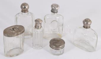 Vízvári Mariska (1879-1954) színésznő 6 darab pipere tégelye, egyiken VM monogrammal, m: 13 cm alatt