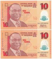 Nigéria 2016. 10N (2x) sorszámkövető T:UNC Nigeria 2016. 10 Naira (2x) consecutive serial numbers C:UNC Krause P#39