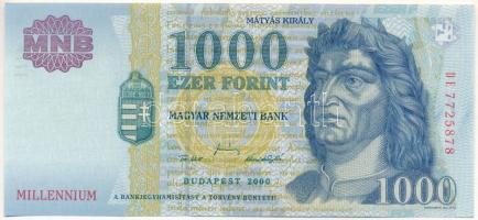 2000. 1000Ft "DE 7725878" "Millennium" T:F szép papír Adamo F55B2