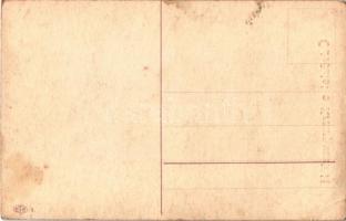 Üdvözlet a Krampusztól / flying Krampus art postcard with birch and chains. ETE 2. (EB)