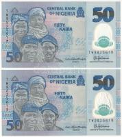 Nigéria 2016. 50N (2x) sorszámkövető, az egyik bankjegy sorszámában a 8-as számban nyomdahiba T:UNC Nigeria 2016. 50 Naira (2x) consecutive serial numbers, there is a typographical error in the number 8 in the serial number of one of the banknotes. C:UNC Krause P#40