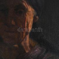 Jelzés nélkül (Koszta József?): Női portré. Olaj, vászon. Hátoldalán utólagosan felragasztott "...