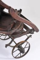 cca 1900-1930 Antik gyermek "kutya" hintó. Kézzel készített. Fa, kovácsoltvas kerekekkel, ...