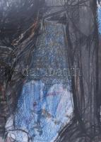 Menyhárt Tamás Menyus (1966-): Kavargás (cím nélkül). Vegyes technika, papír. Jelezve balra lent. Üv...