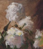 Olvashatatlan jelzéssel: Csendélet hegedűvel, 1943. Olaj, vászon. Sérült. Dekoratív, sérült fakeretb...