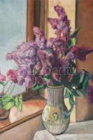 Jelzés nélkül, XX. sz. első fele, feltehetően magyar festő: Orgonás csendélet. Olaj, vászon. Proveni...