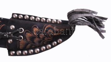 Guatemala Colima machete, jelzett, bőr tokban, teljes h: 80 cm
