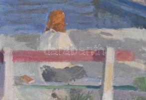 Kisgyörgy Miklós (működött a XX. sz. közepén): Dunakanyar, komp. Olaj, vászon. Jelzett a hátoldalán....