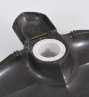 Szecessziós ón tintatartó porcelán tégellyel, jó állapotban, 20x10 cm