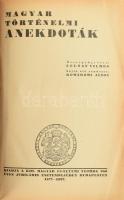 Magyar történelmi anekdoták. Összegyűjtötte: Zolnay Vilmos. Sajtó alá rendezte: Komáromi János. Bp., 1927, Kir. M. Egyetemi Nyomda, 185+(3) p. Kiadói kartonált papírkötés,